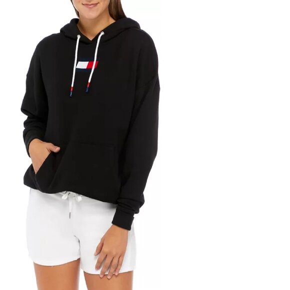 new BLACK Tommy Hilfiger Women's Sport Athleisure Hoodie Sweatshirt - Size Small - Picture 1 of 6
